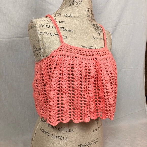 Snugishwear Tops - Pink Crochet Half-Shirt